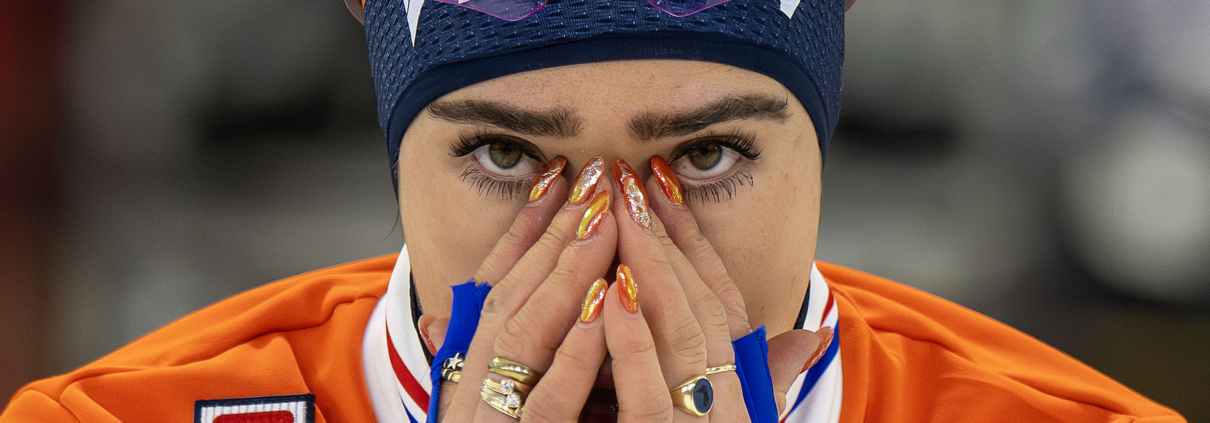 Isabel Grevelt geconcentreerd voor de start