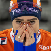 Isabel Grevelt geconcentreerd voor de start