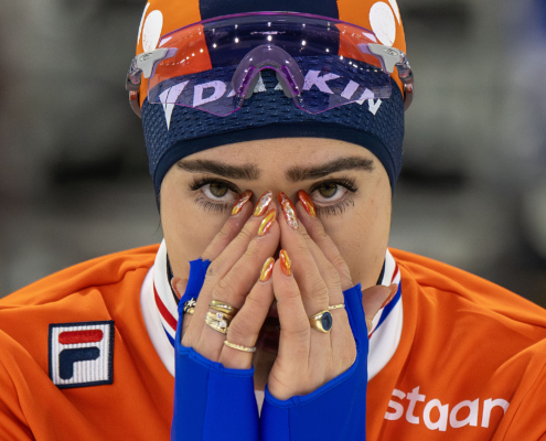 Isabel Grevelt geconcentreerd voor de start